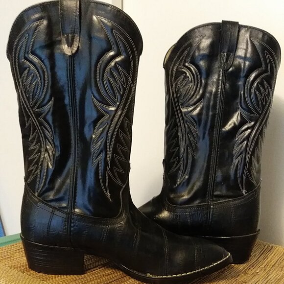 Black BRONCO Cowboy Boots Men's Size 11 EE - 1920 - Picture 16 of 16